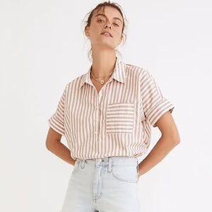 🆕 Madewell Stripe Side Play Button Up Popover Shirt